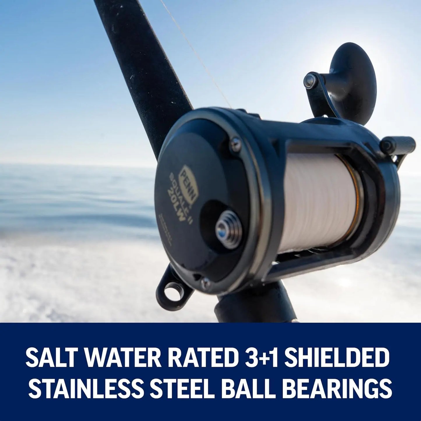 6'6" Saltwater Fishing Rod and Reel Combo, 1-Piece Medium Heavy Fast Action, Black/Gold