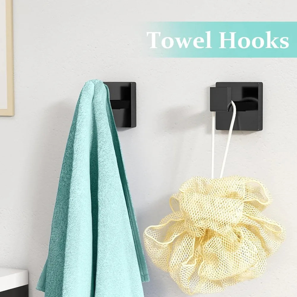 Stainless Steel Wall-Mounted Towel Rack, 24 Inch Matte Black Bathroom Hardware Set with Towel Bar for Modern Home Decor