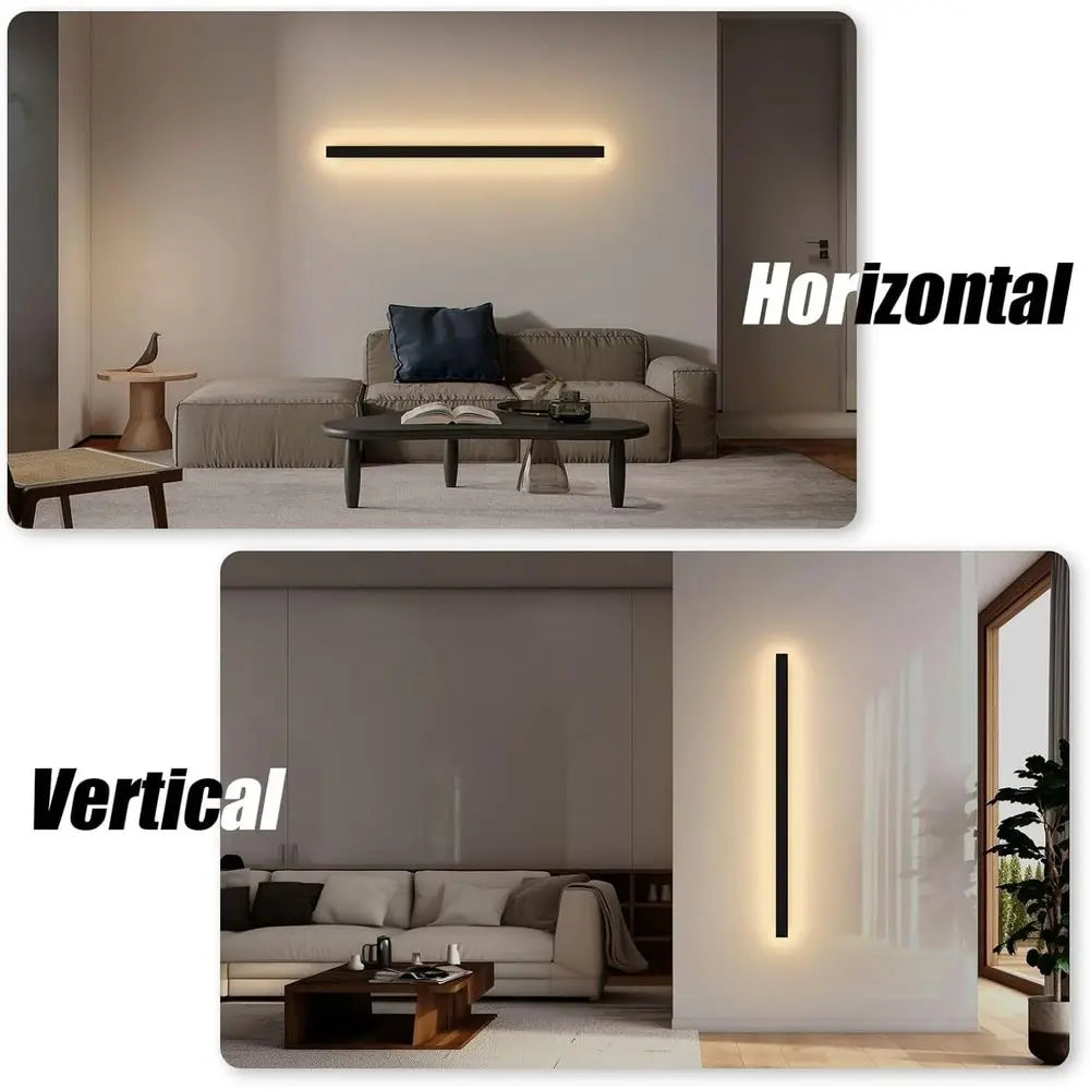 2 Pack 47.25inch Long Outdoor LED Wall Lights 35W Black 3000K Warm White Porch Lights Acrylic Waterproo IP65 Exterior Wall Light