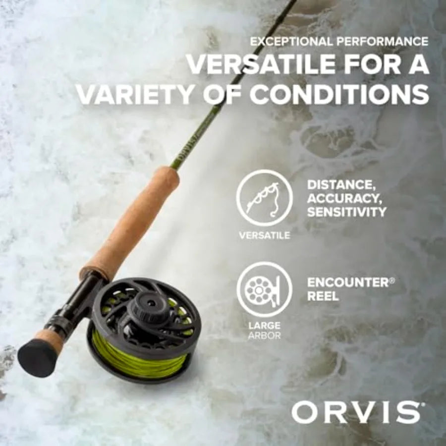 Fishing Rod and Reel Combo with Large Arbor Reel Weight-Forward Floating Line Backing and Leader for Versatile Outfit in Black