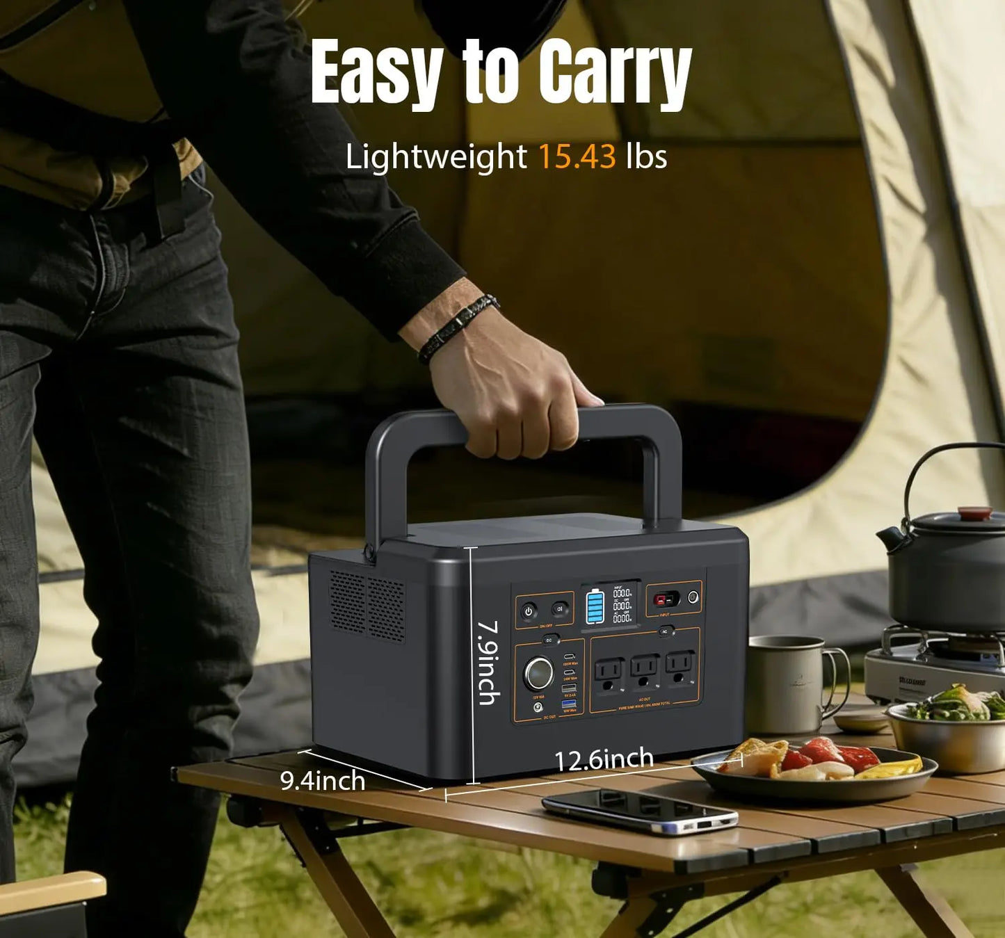 Portable Power Station 650W (1200W Peak), 576Wh Solar Generator, LiFePO4 Battery 3.5 Hour Fast Charging, Solar, Customized