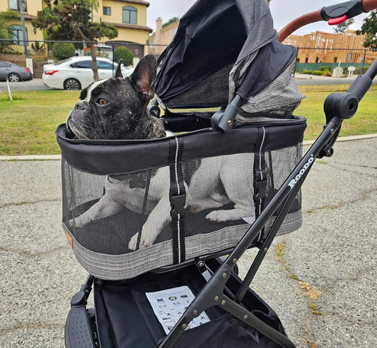 Upgraded 3-in-1 Pet Stroller with Detachable Carrier, Folding Lightweight All-Terrain Travel Gear for Pets Up to 35 lbs