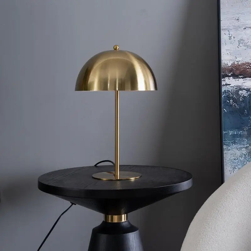 Dimmable Minimalist Table Lamp, Small Bedside Light for Nightstands, Living Room, Office & Study, Gold & White Design, Fast
