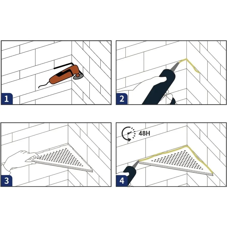 10 Inch Corner Shower Shelf 2 Pack, Black 304 Stainless Steel No Drill Bathroom Storage for Tile Wall