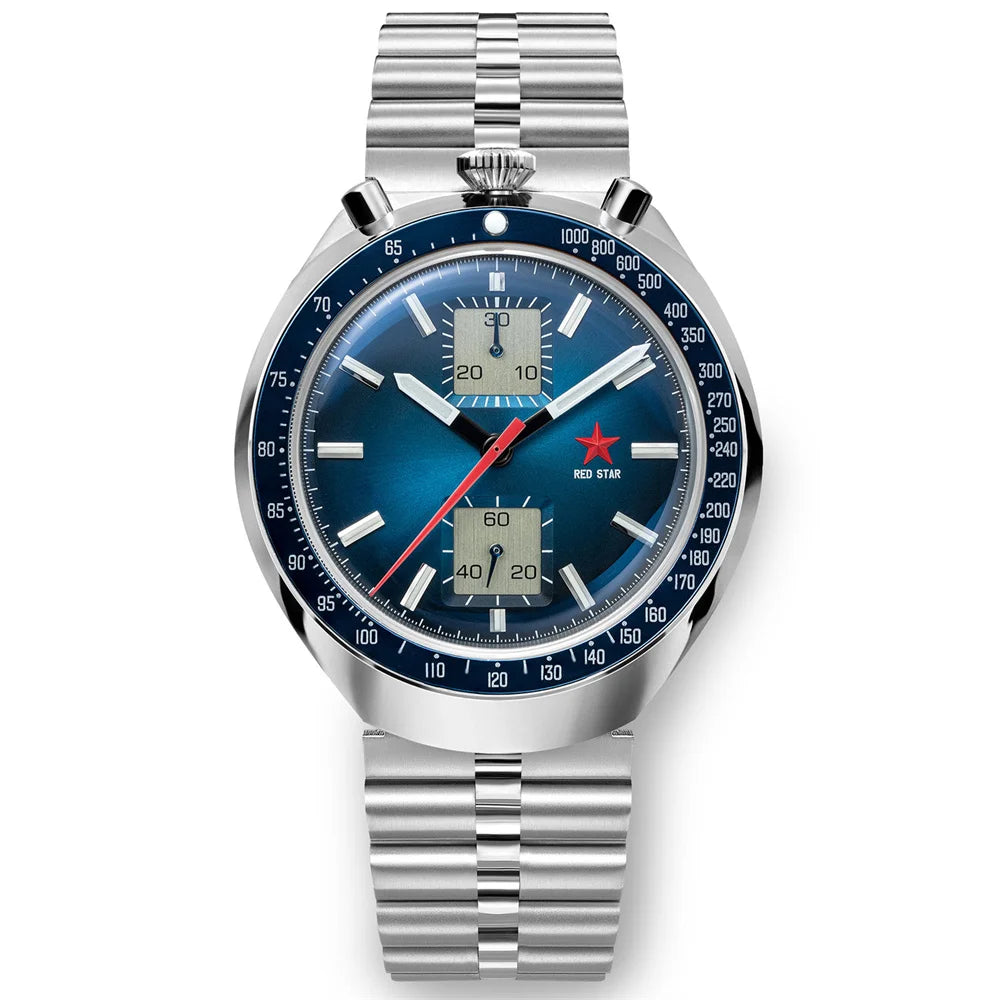 RED STAR Bull Head Chronograph Men Super Luminous 1963 ST1901 Movement 3D Bubble Mirror Pilot Mechanical Wrist Watches