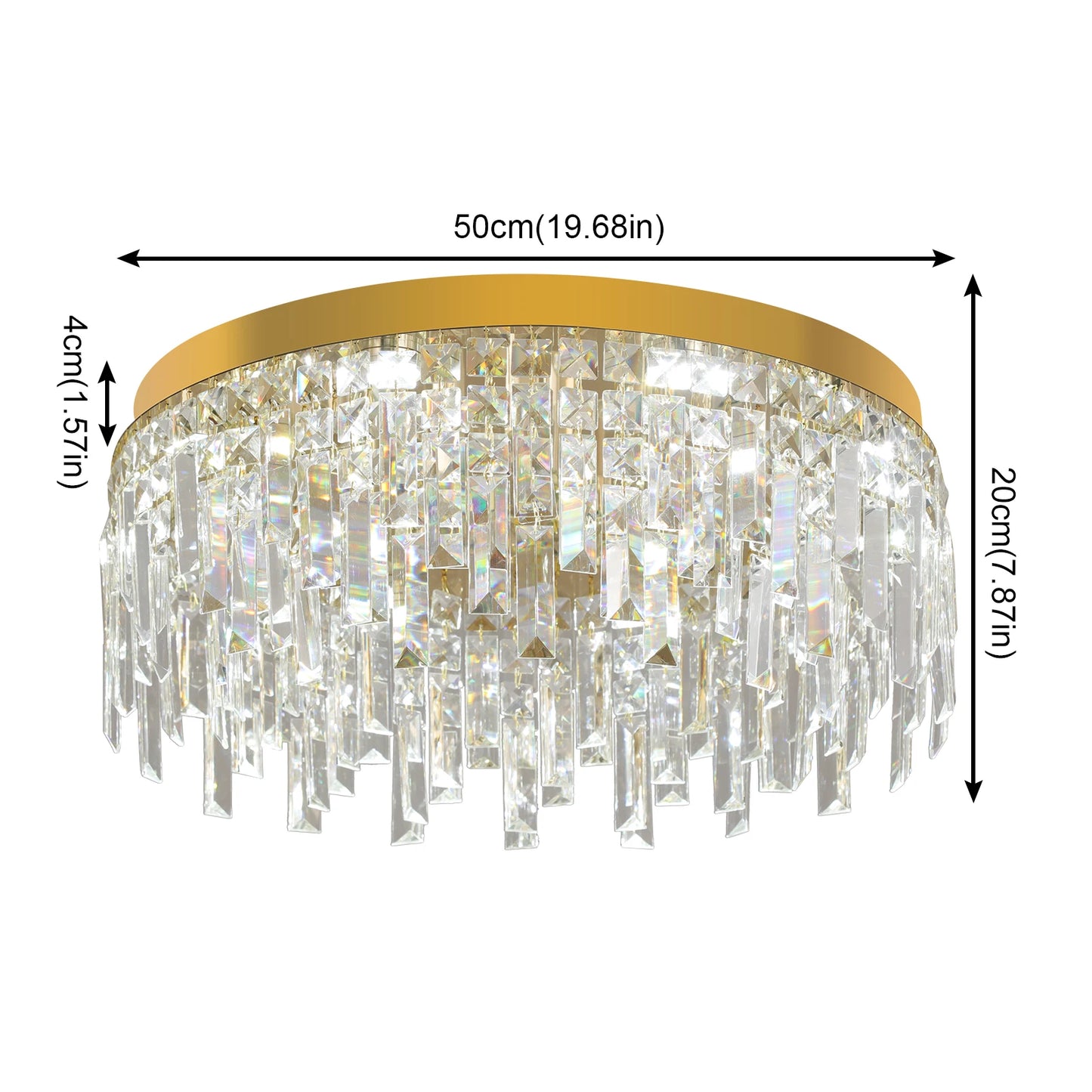 Gold Crystal Ceiling Chandelier Home Decoration Luxury Led Ceiling Light Living Room Ceiling Lamp Room Kitchen Diameter 50cm 