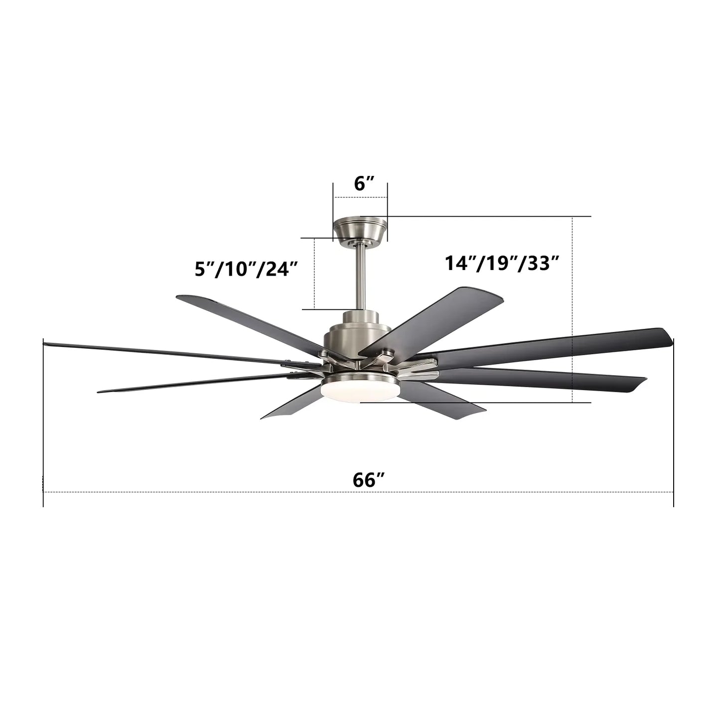 Sofucor Hot sale Modern 66-inch Ceiling fan with LED DC with remote control for Living room Bedroom