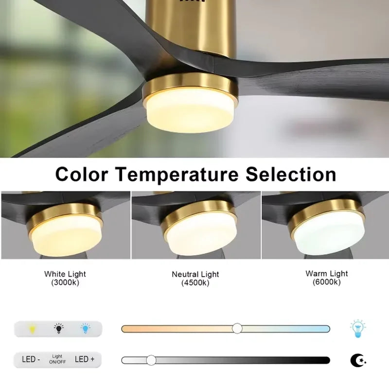 Sofucor Hot sale Modern 52-inch ceiling fan with LED DC 6-speed high wind speed with remote control
