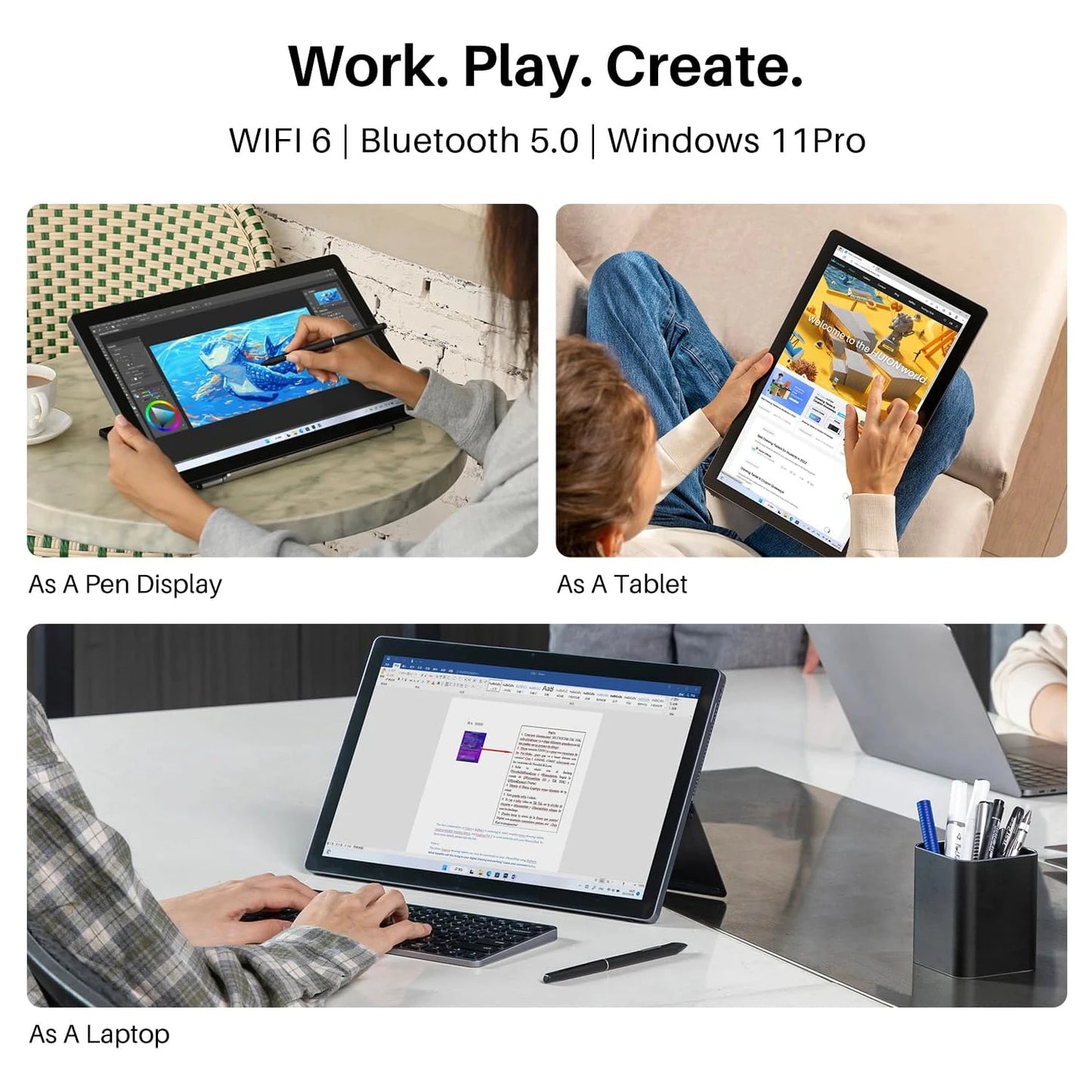 Kamvas Studio 16 Huion Tablet 15.8 Inch Pen Computer 2.5K Finger Touch Screen Windows 11 Profession Drawing Tablet 512G SSD