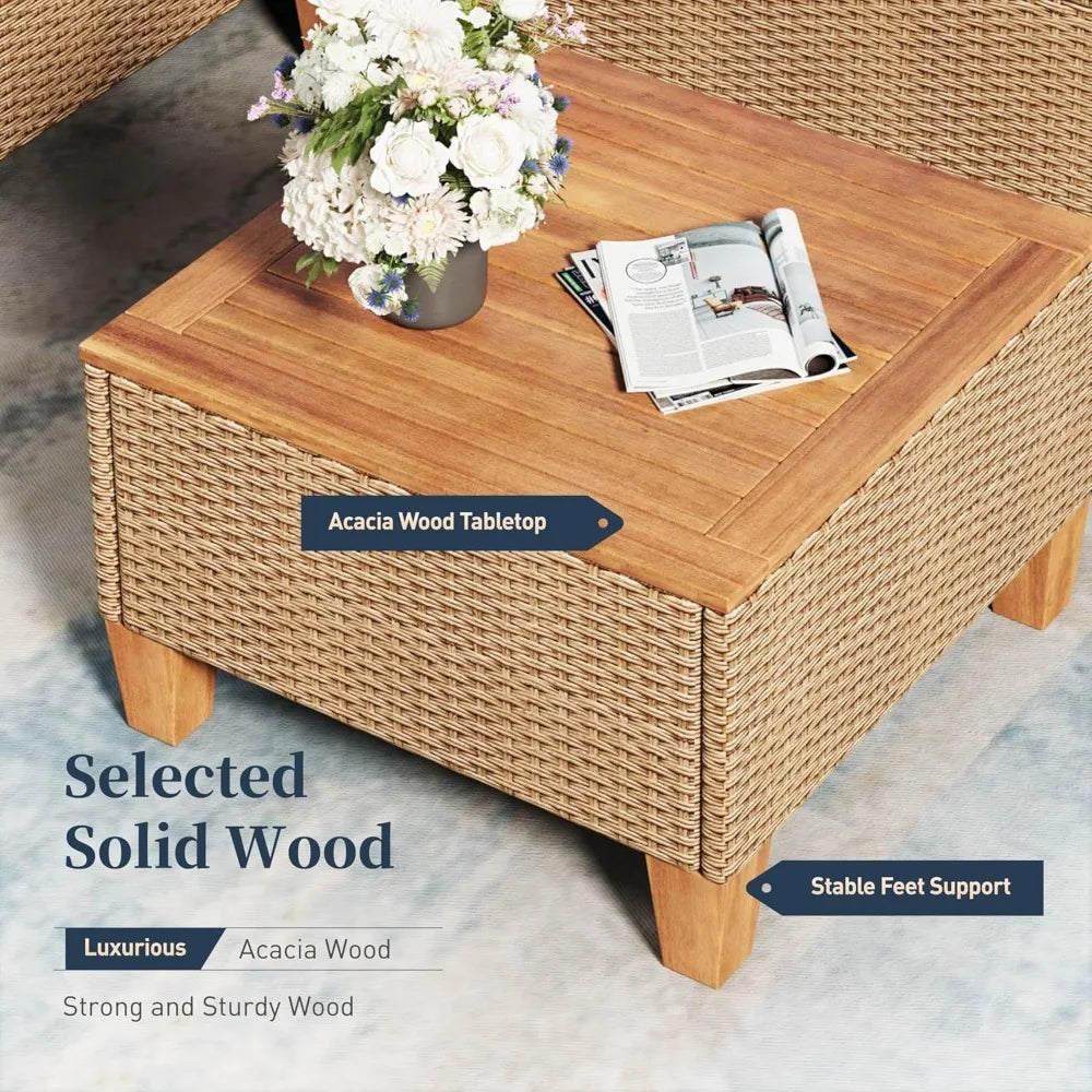 Wicker Patio Furniture Set, 3 Piece All-Weather Outdoor Patio Conversation Set, Outside L-Shaped Sectional Sofa Couch with