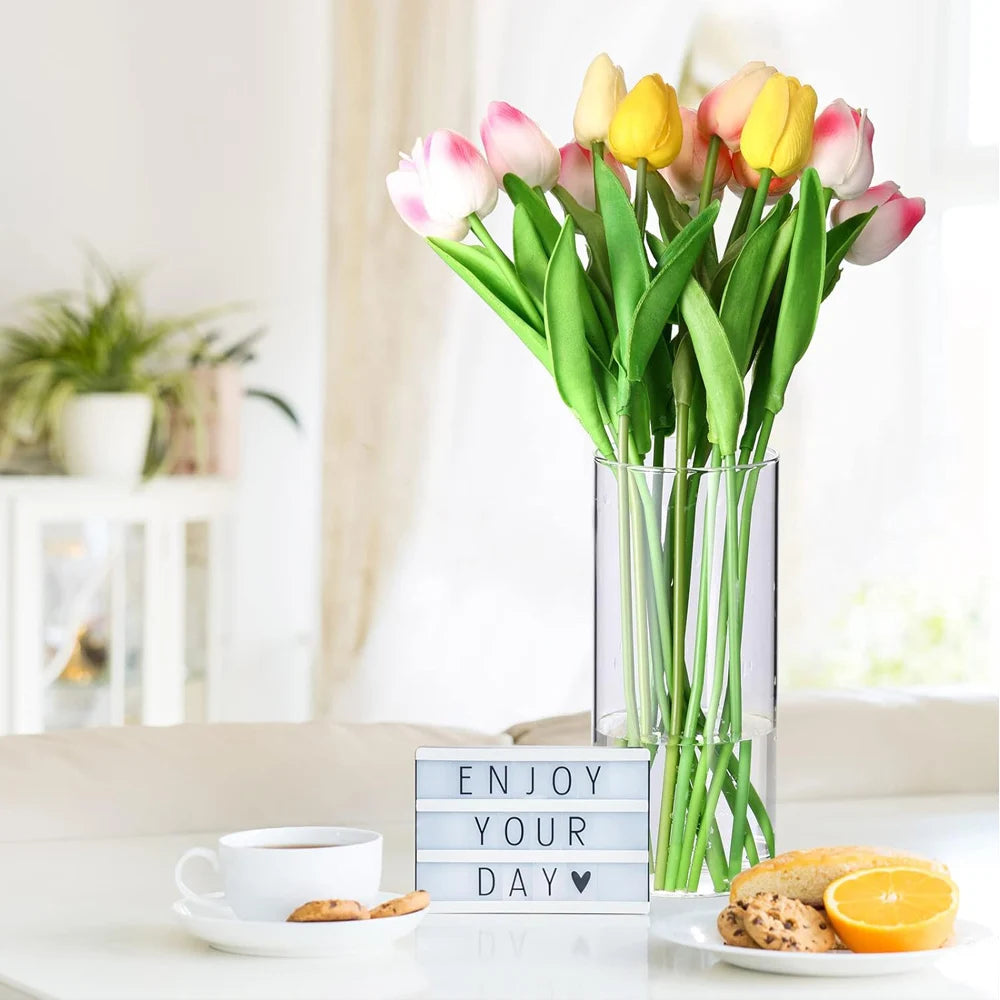 8 Inch Tall Glass Vases Bulk Clear Cylinder Flower Vases Transparent Candle Holder Glass Cylinder Vases Floral Plant Vase Bulk