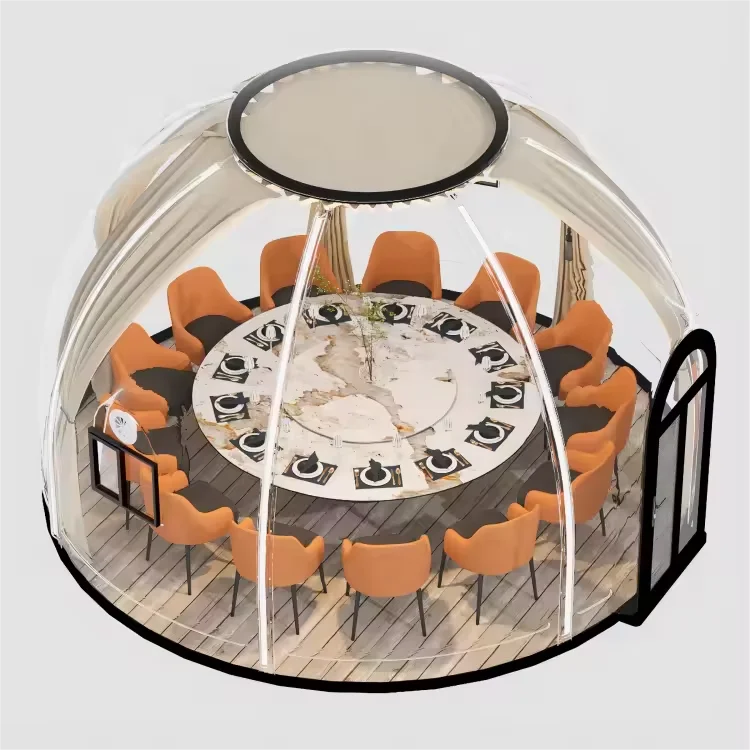 Transparent Luxury Outdoor Bubble House Star Room Igloo Glamping 8 People Dining Room