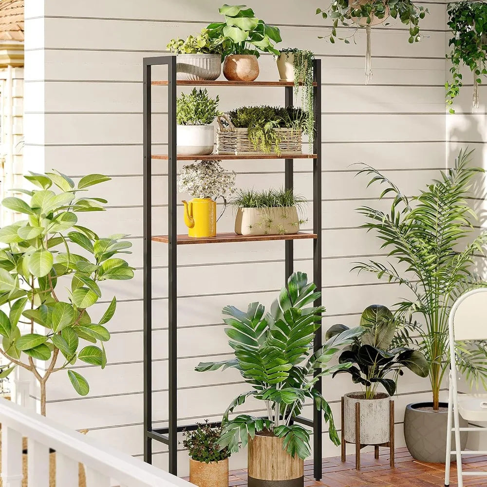 3-Tier Over Toilet Storage Shelf, Freestanding Bathroom Organizer with Rustic Brown Finish, Space Saver for Small Rooms