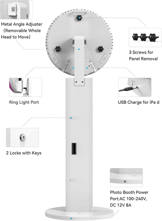 Portable iPad Photo Booth Machine Selfie Stand For Wedding Party Photobooth RGB Ring Light Voice Control Fast Deliver With Case