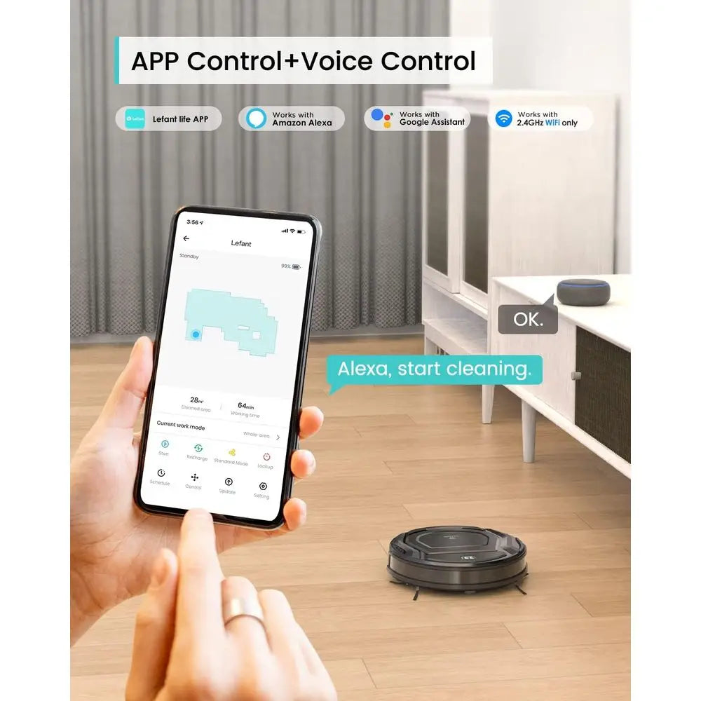 Vacuum and Mop Combo, WiFi/App/Alexa Control, 2000Pa Strong Suction 2 in 1 Mopping Robotic Vacuum Cleaner, Self-Charging, No Tan