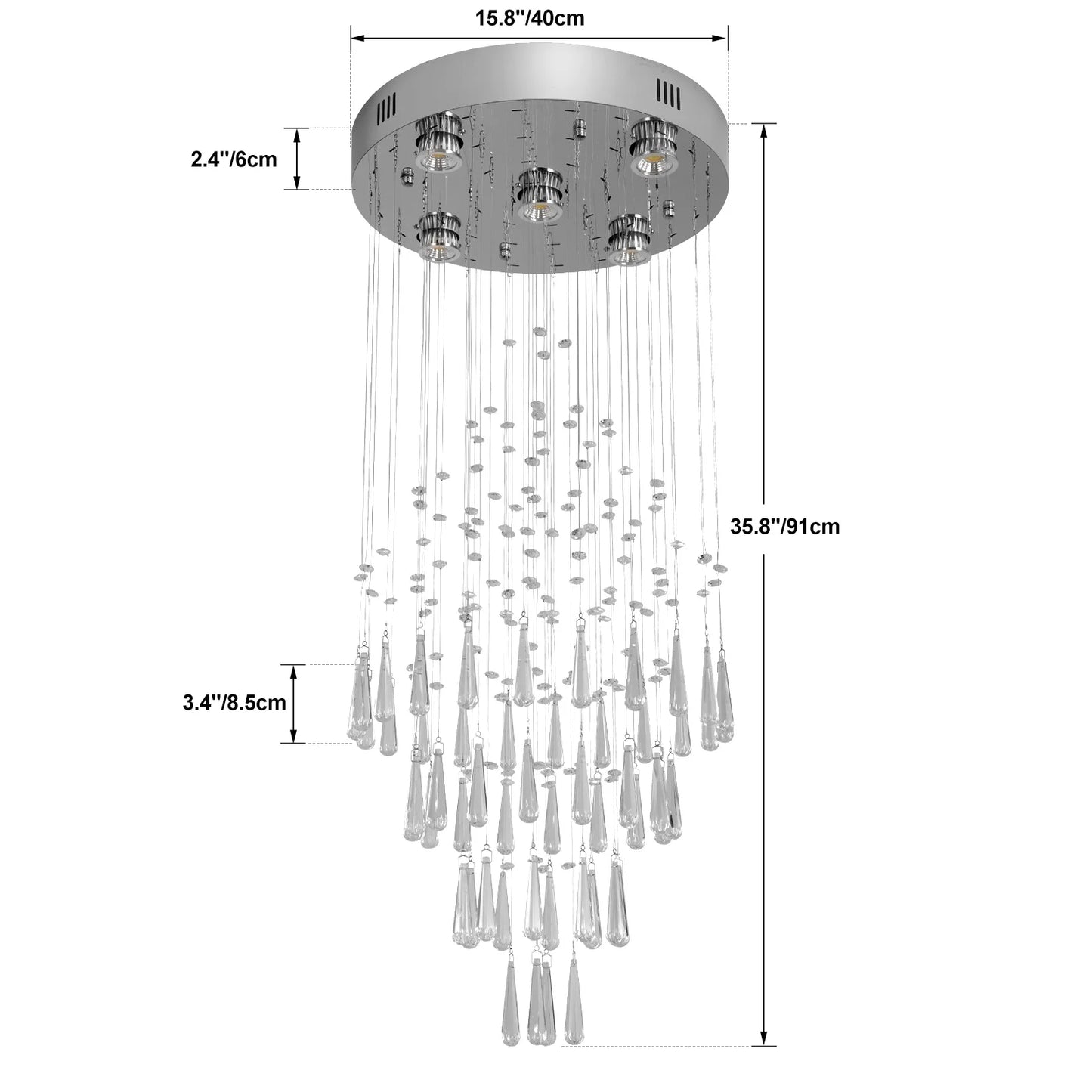 VETRULUS Crystal Ceiling Chandelier Luxury Home Decor Living Room Bedroom Pendant Lights Lustre Lighting Fixture Ceiling Lamps