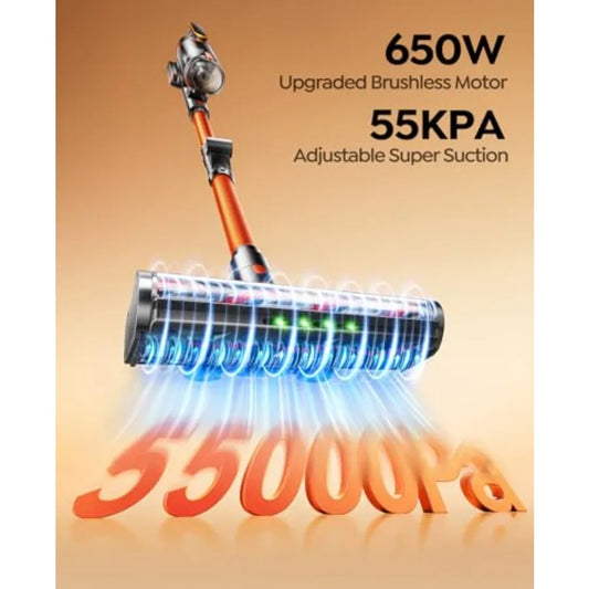 Cordless Vacuum Cleaner 650W 55Kpa 70Mins Stick Vacuum for Home with 180 Foldable Wand 3.3Ft Hose Touch Screen AUTO-Mode Wall M