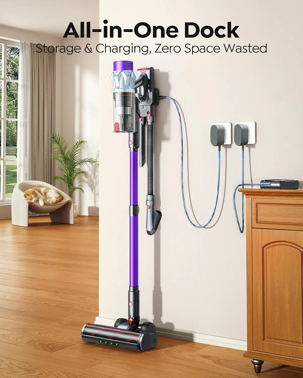 Cordless Vacuum Cleaner 70min/650W/55KPA with Auto Mode, Wall Mount & Fragrance for Hardwood Floor/Car/Pet