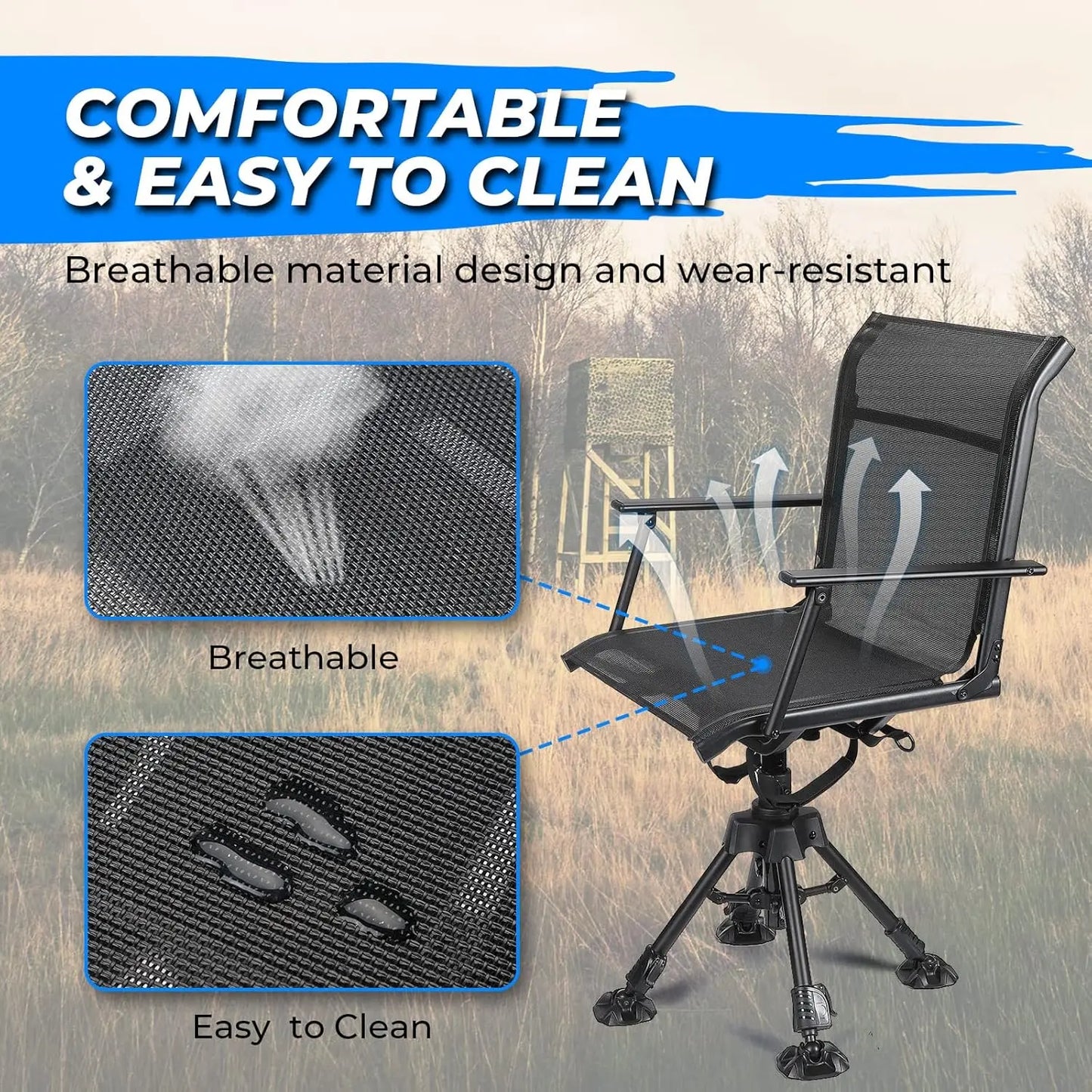 Hunting Blind Chair 360 Degree Silent Swivel, 300 Lbs Height Adjustable Quick Folding Portable Comfortable Hunting Deer·Hot Sale