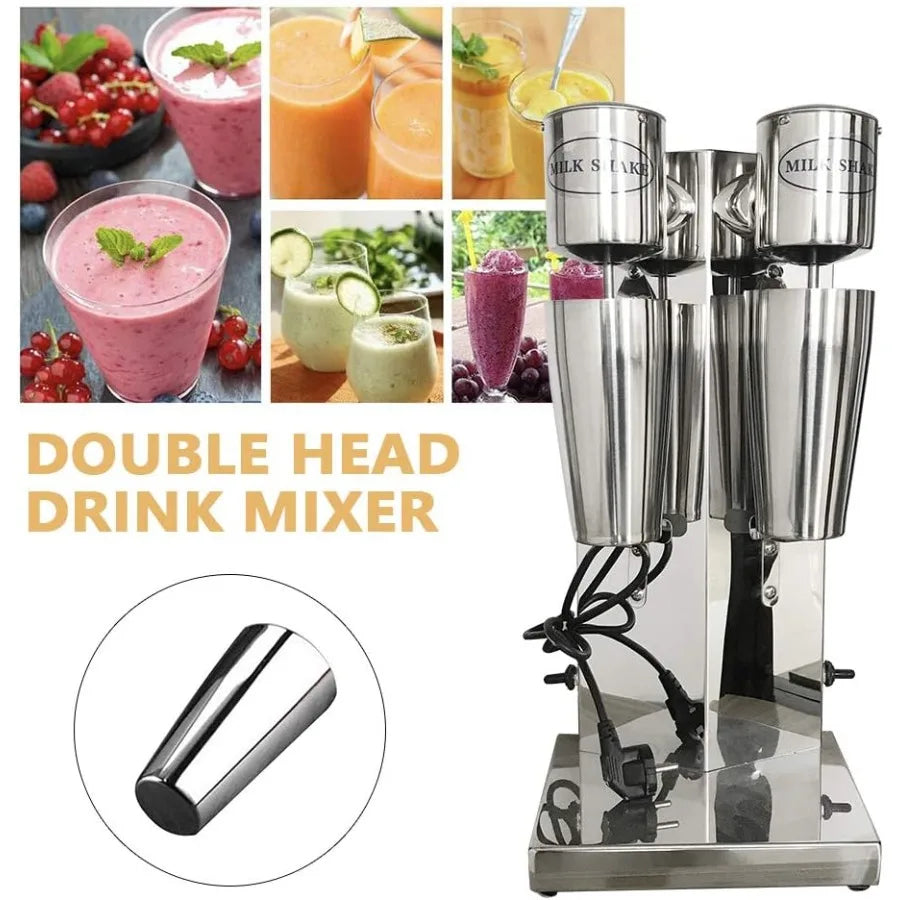 Electric Milkshake Machine 360W High-Speed Commercial Blender for Smoothies and Shakes with 14000rpm Dual-Head Mixer Stainless
