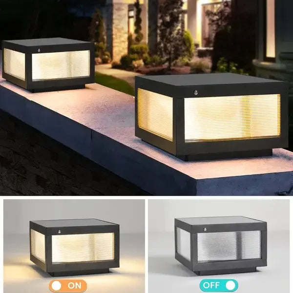 12' Black Solar Powered LED Post Light, Modern Outdoor LED Fence Light for Pathways, Decks, and Patios (2-Pack)