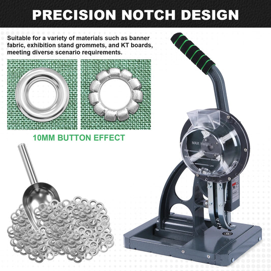 Semi-Automatic Eyelet Rivet Press with 5000Pcs Metal Eyelets Buckle Making Machine 10mm for Fabric Leather Banners DIY Projects