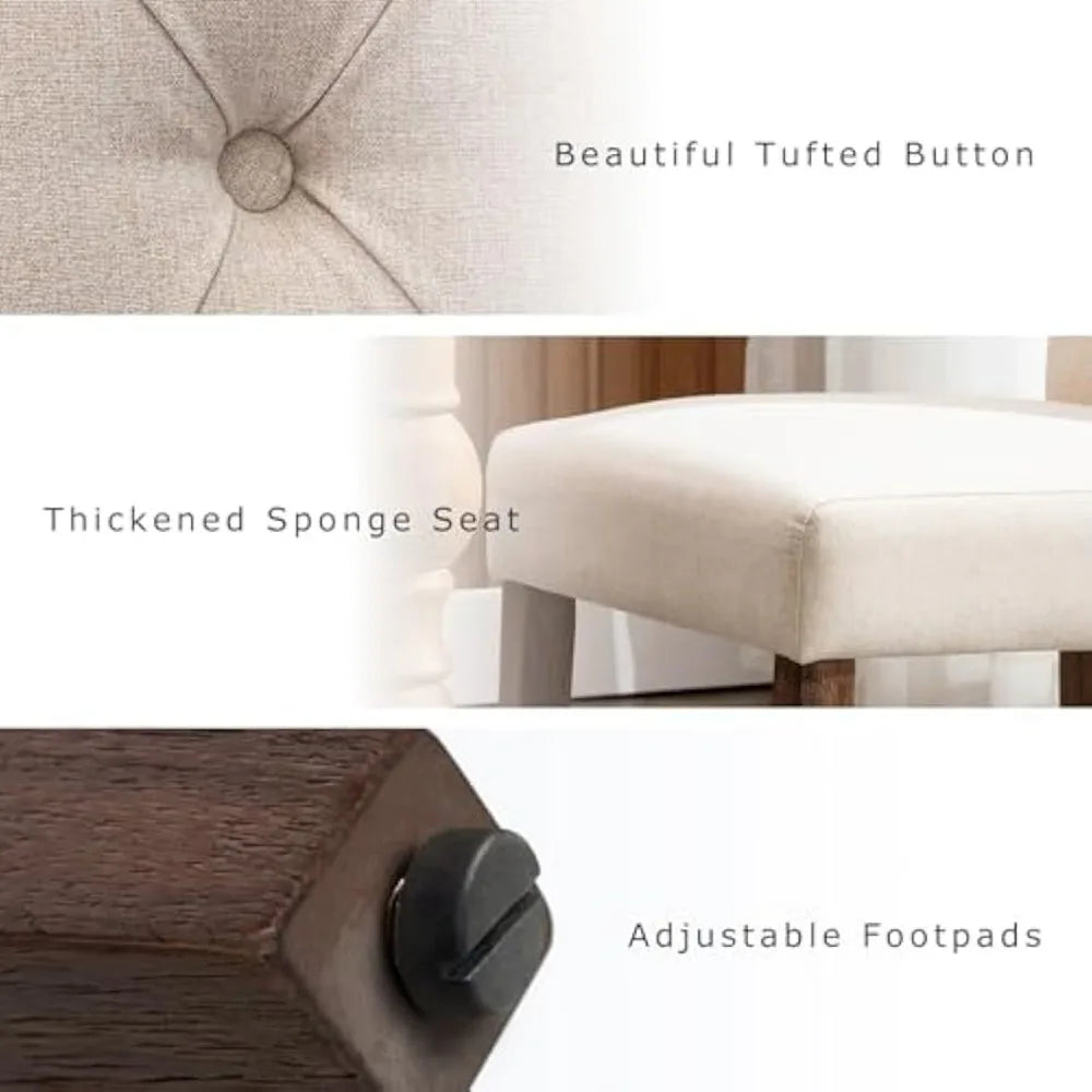 7-Piece Dining Table Set for 6, 60" Rectangular Wooden Kitchen Table with 6 Tufted Dining Room Chairs, Brown/Beige