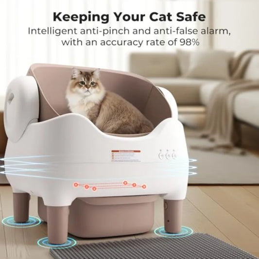 Self Cleaning Litter Box Automatic Cat Litter Box with APP Control Odor-Free Waste Disposal Includes Trash Bags Large Waste Bin