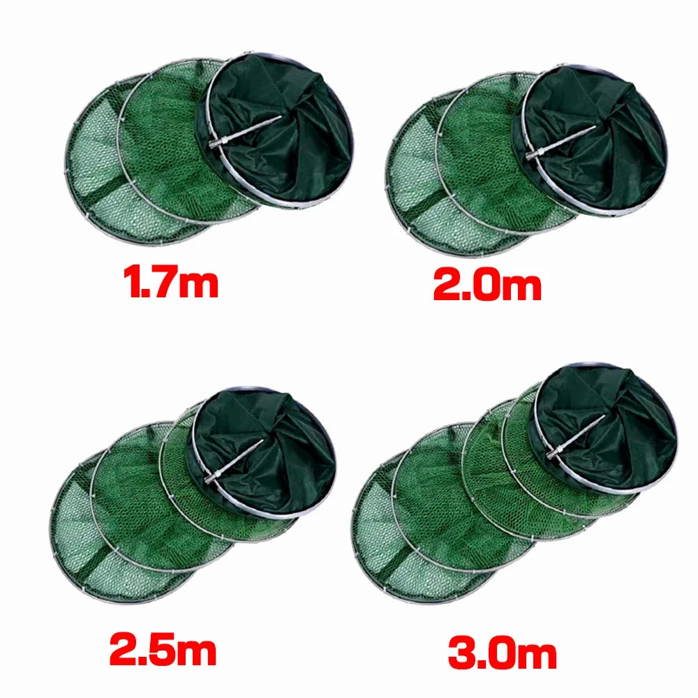 Folding Fishing Net 1.7m 2m 2.5m 3m Shrimp Fish Trap Carp Large Creel Feeder Crab Catchers Surfcasting Accessories Cast Network