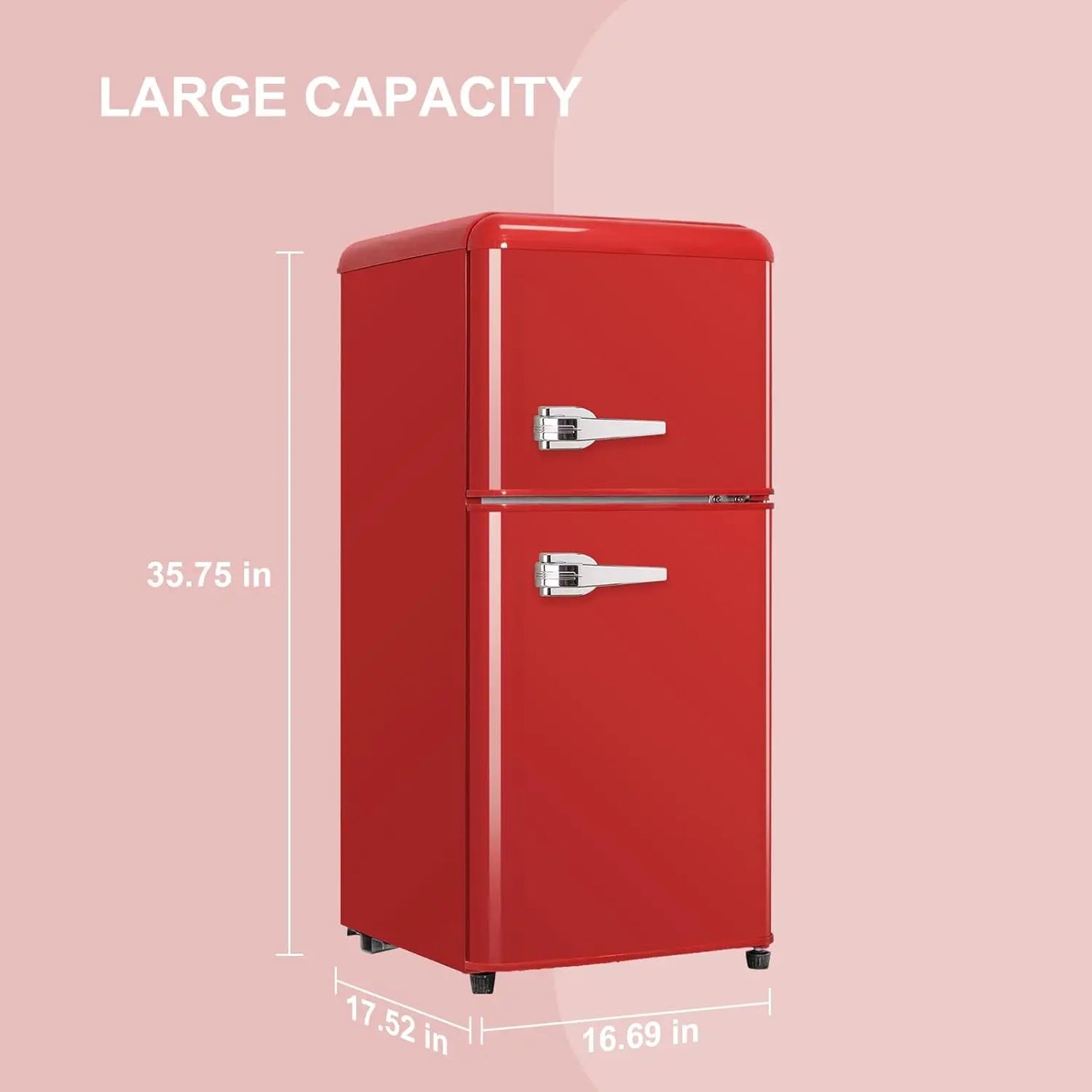 3.2 Cu.ft Compact Refrigerator Red 2 doors Mini Fridge with Freezer, Retro Design Small Drink Chiller for Home, Office