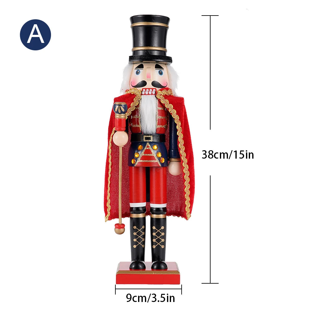 38CM 1Pcs Red Black nutcracker Cape Soldier Jane European Home Living Room tabletop decoration Christmas gift