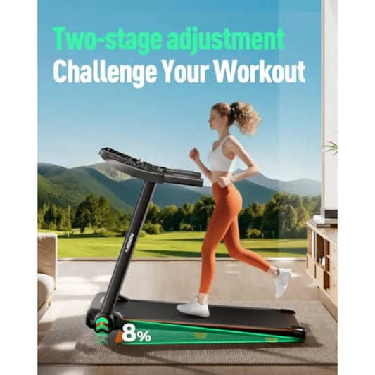 Folding Treadmills for Home with Incline 3.0HP Quiet Brushless Portable Fitness Running Walking Exercise Treadmill with LED Dis