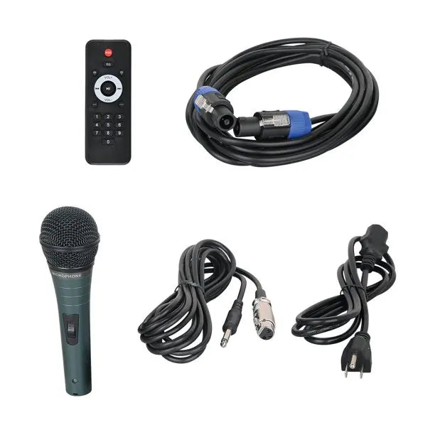 PRORECK PARTY 12 Portable 12-Inch Woofer 2-Way Powered PA Speaker System Combo Set with Bluetooth/USB/SD Card Reader/FM Radio/Re