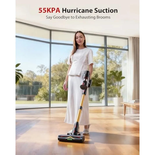 Cordless Vacuum Cleaner 75Mins/55KPa/650W Self-Standing Stick Vacuum Cleaners for Home Rechargeable Lightweight Anti-StaticAnti