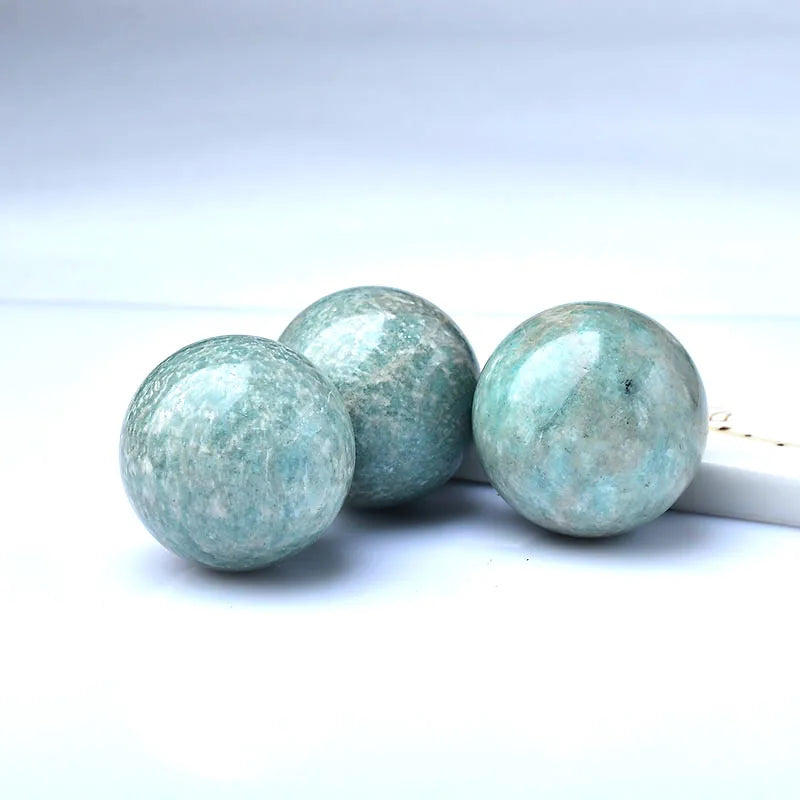 1PC 100% Natural Amazonite Ball Polished Globe Massaging Ball Reiki Healing Stone Home Decoration Exquisite Gifts Souvenirs Gift