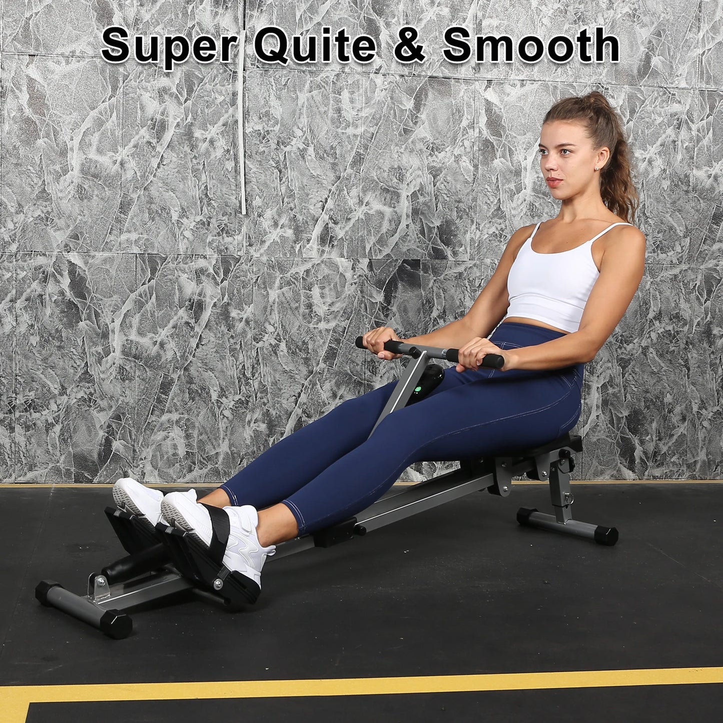 Fitness Rowing Machine Rower Ergometer, with 12 Levels of Adjustable Resistance, Digital Monitor and 260 lbs of Maximum Load, Bl