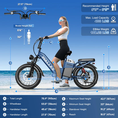 Wallke H7 ULTRA Portable Power Station Ebike 4000W 37MPH Fast Electric Bike for Adults 48V 55Ah Long Range Ebike Torque Sensor