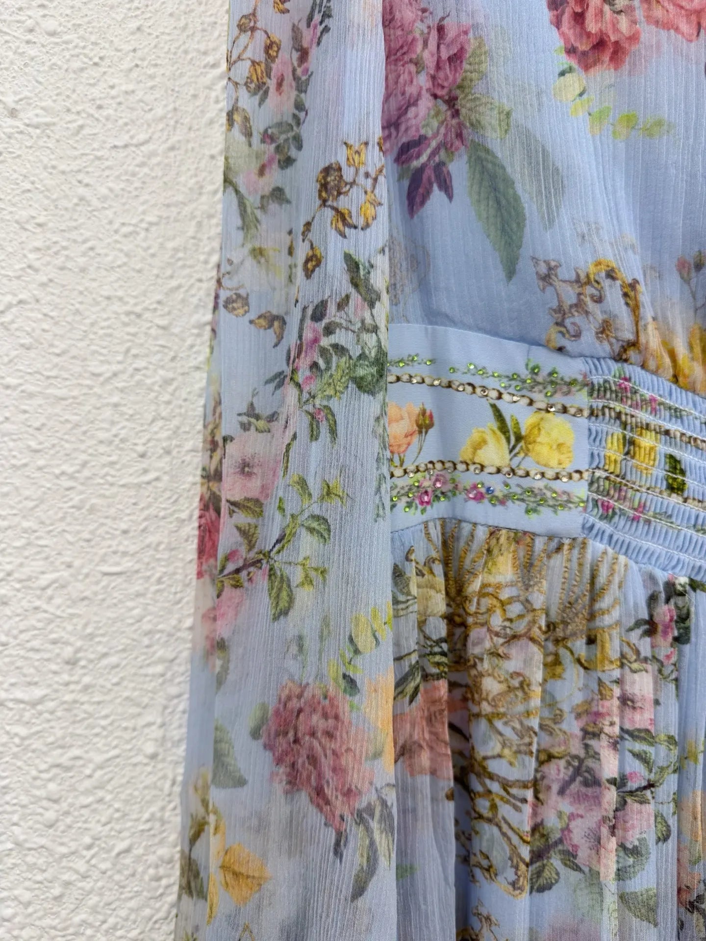 100% Real Silk Women V-Neck Floral Printing Flare Sleeve Midi Dress Bohemian Vintage Spring Elegant Beach Style High Quality