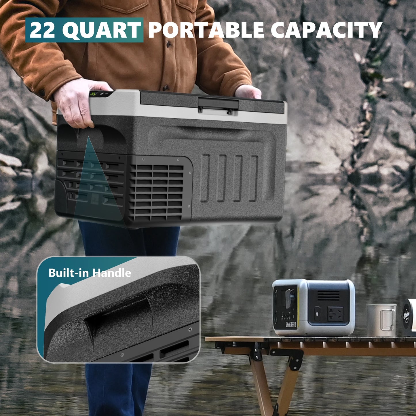 SIMZLIFE 20L Car Portable Refrigerator, Electric Cooler, -4°F~68°F, 12/24V, 110-240V, Outdoor Freezer, For Camping,BBQ,Travel,RV