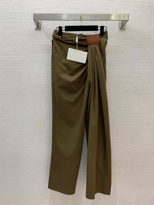 2025 New Fashionable Personalized Pinched Leather Brand Side Zipper Fashionable Versatile Casual Pants