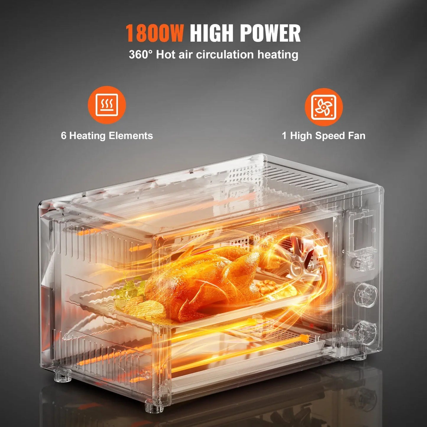 10-IN-1 Countertop Convection Oven, 28L/29.6Qt Multifunctional Conventional Oven Countertop, 1800W 4-Tier Toaster Home Use