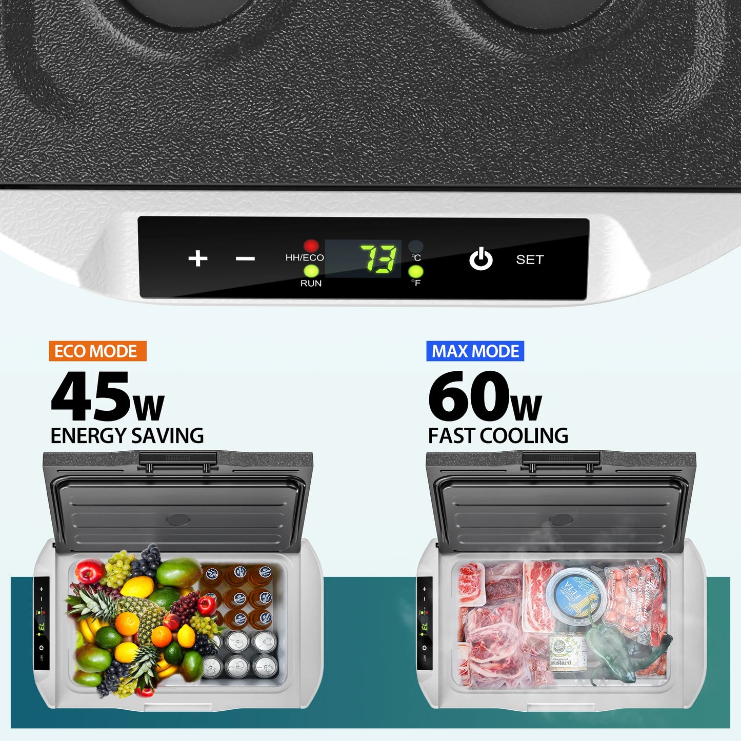 SIMZLIFE 20L Car Portable Refrigerator, Electric Cooler, -4°F~68°F, 12/24V, 110-240V, Outdoor Freezer, For Camping,BBQ,Travel,RV