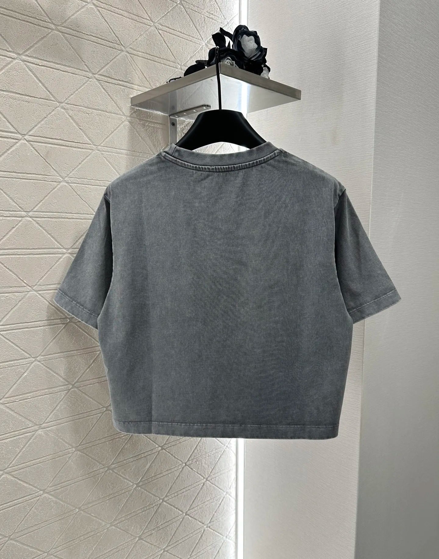 2025 New 100% Cotton Scrambled Colour Washed Heavy Duty Rhinestone Short Top 270