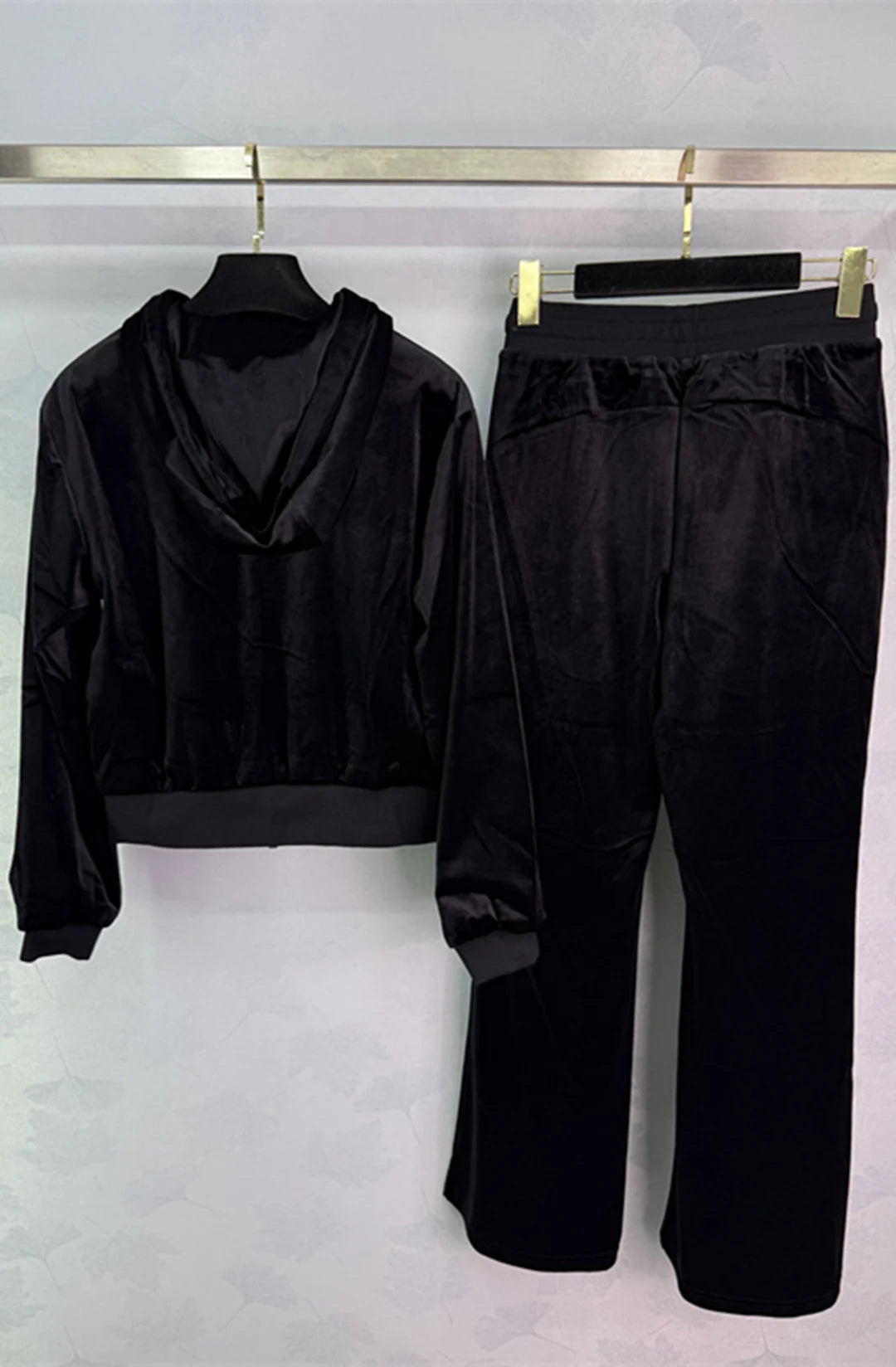 High Quality Autumn Winter Women's Casual Fashion Solid Velvet Set Hooded Zipper Jacket Loose Pants J024Q