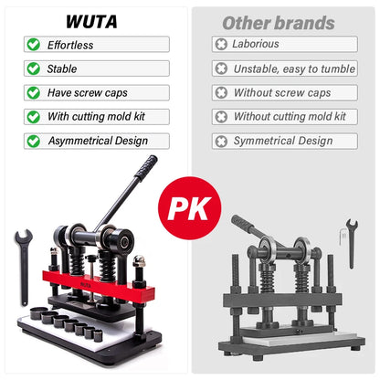 WUTA Manual Leather Die Cutting Machine Hand Pressing Cutter Embossing Shaping Mold Tools DIY Punching Fabric Paper (Size S)
