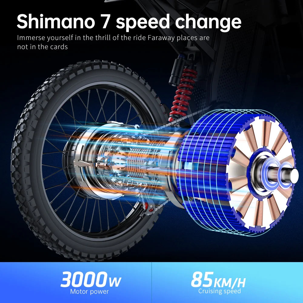 EKX X21 Max Electric Motorcycles 3000W Brushless Gearless Motors 60V30AH Lithium Battery Speed 85Kmh Adult Off Road Ebike