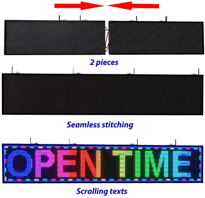 LED Scrolling Display Semi-outdoor Full Color P10 77"X14" WIFI Control Electronic for Business Advertising Board