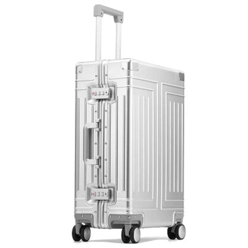 100% High-rank Aluminum-magnesium High Quality Rolling Luggage Perfect For Boarding Spinner International Brand Travel Suitcase