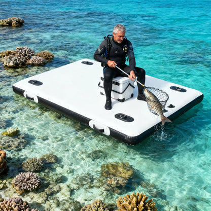 Portable Fishing Boat Inflatable Boat Inflatable Floating Platform for Lake/Swimming Pool 8 PSI