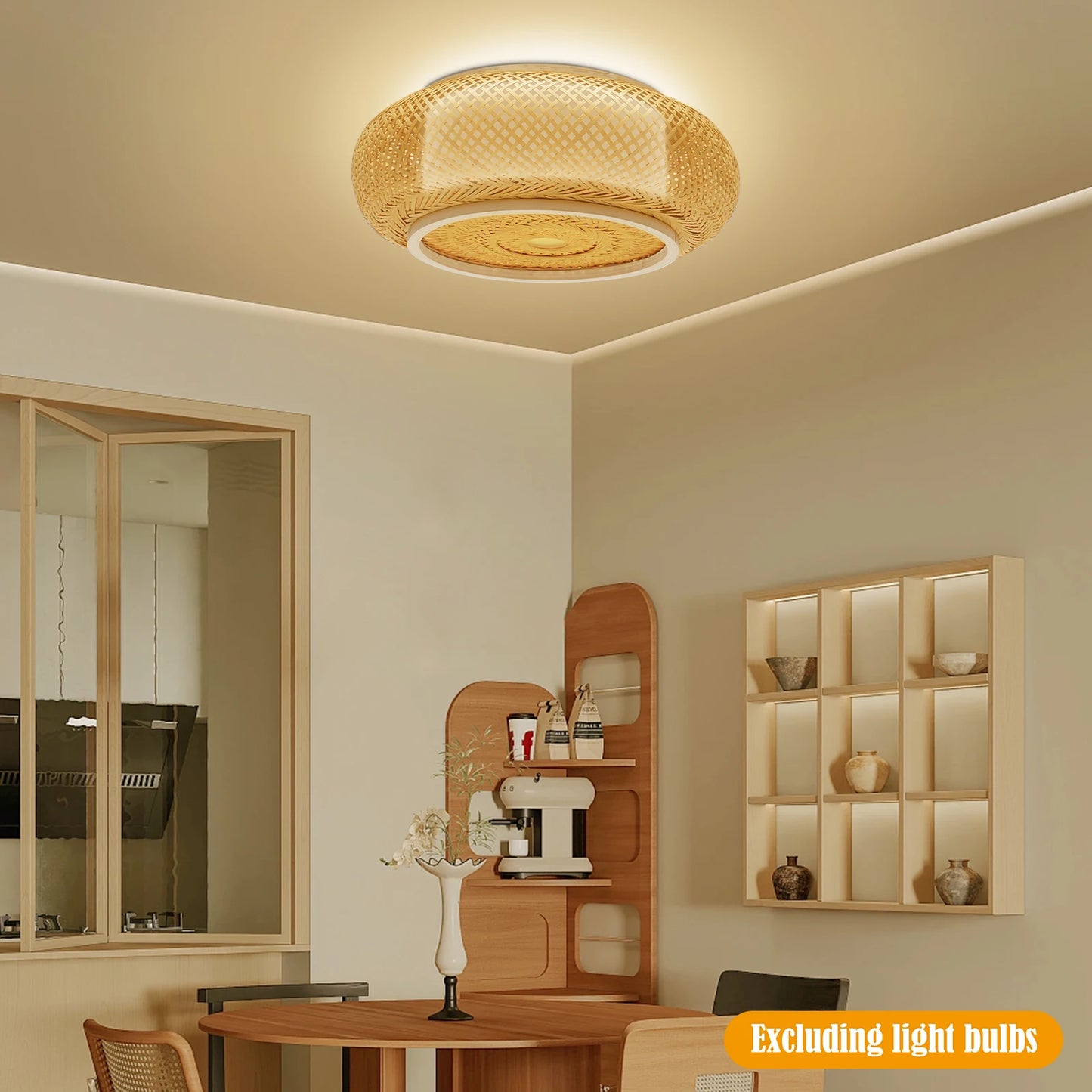 40cm/50cm Rattan Pendant Light - Modern Minimalist LED Lamp for Bedroom & Restaurant, Acrylic Design, Export Quality